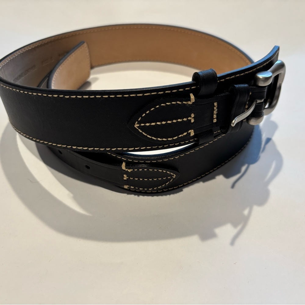 Womens Brooks Brothers Black Leather Belt Equestrian style